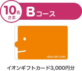 10名さま Bコース イオンギフトカード3,000円分